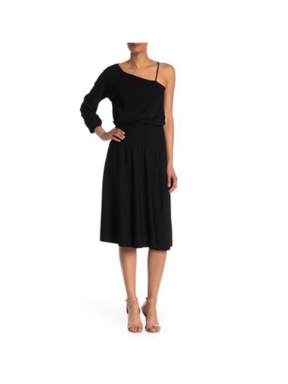 A. L. C.  Shara One-Shoulder Midi Dress in Black